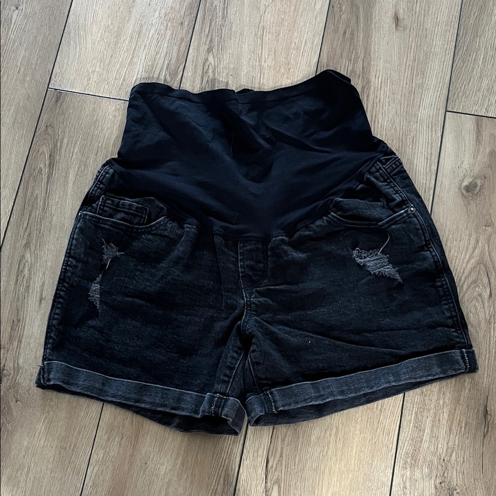 Old Navy Black High-Waist Maternity Denim Shorts